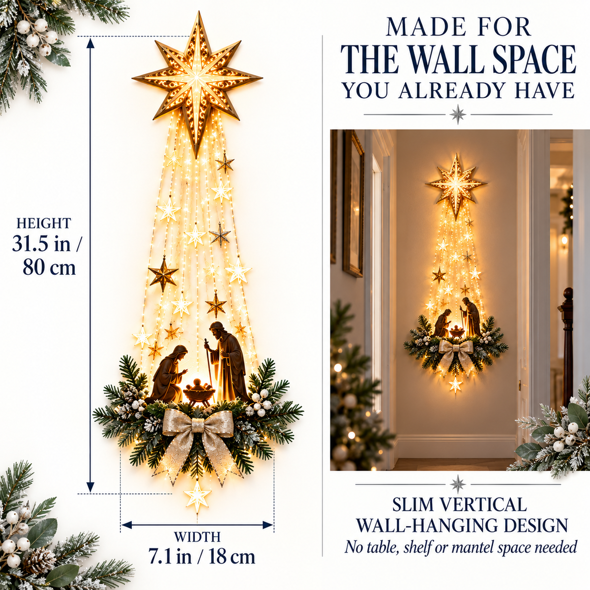 Bethlehem Star of Faith- Lighted Nativity WallDecor