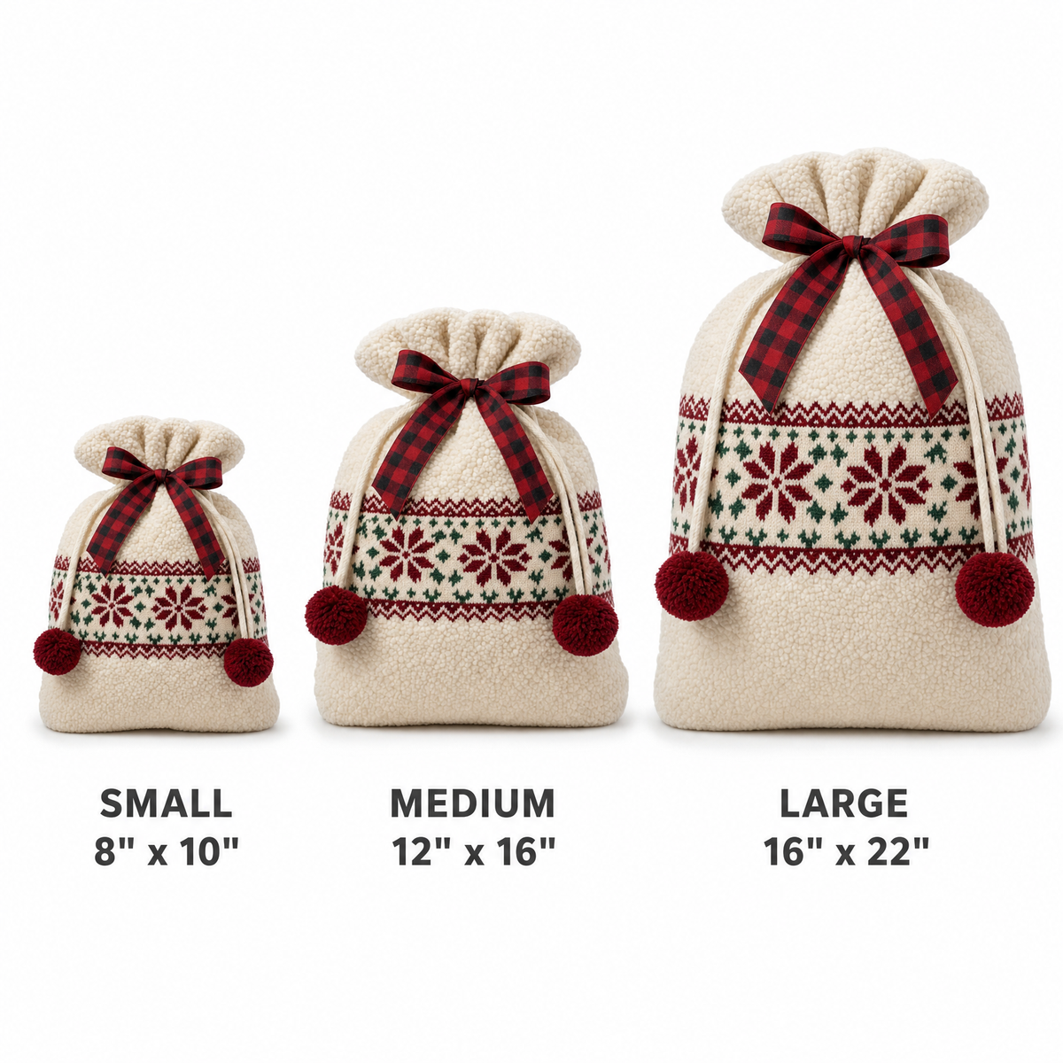 Nordic Sherpa — Reusable Fabric Christmas Gift Bag