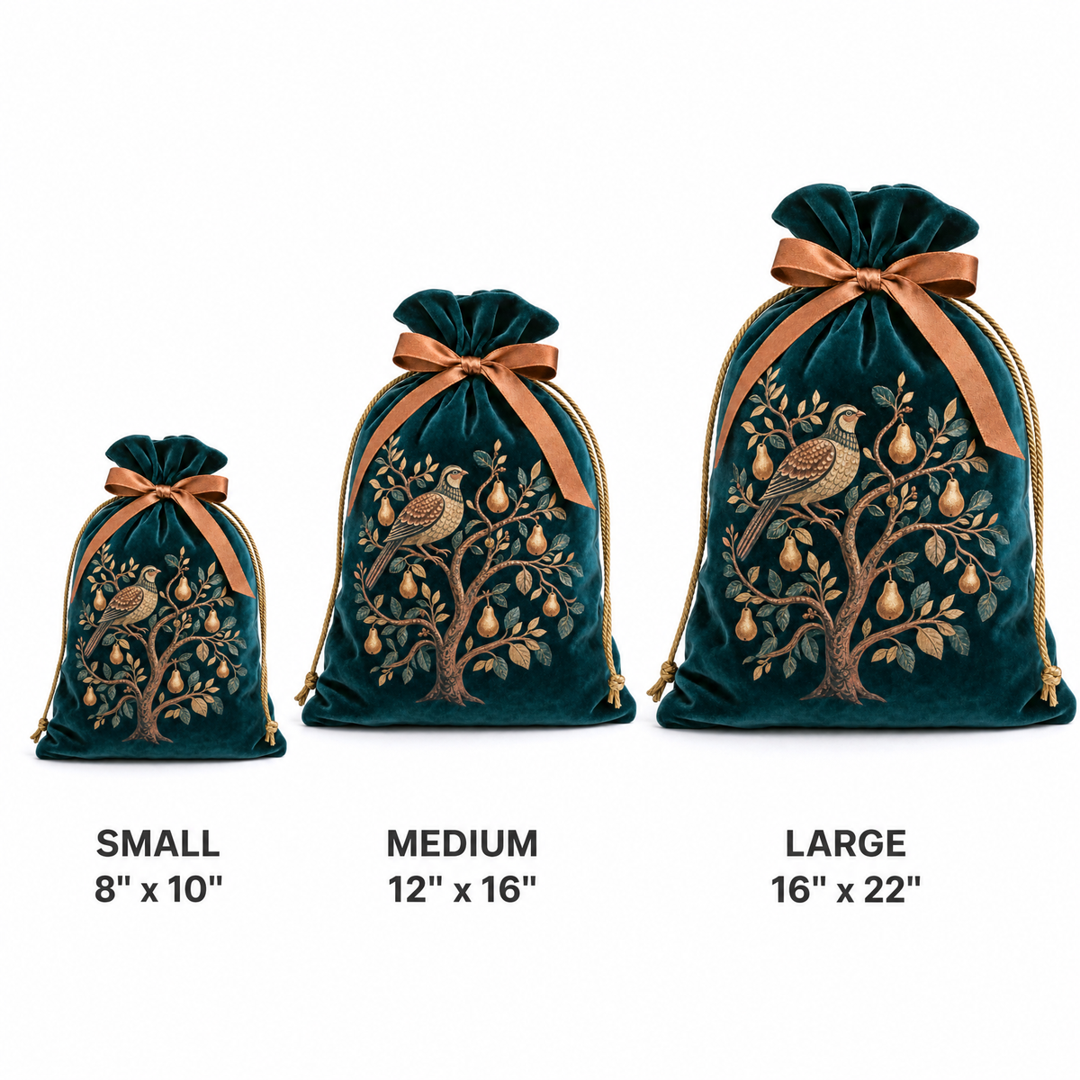 Partridge & Pear — Reusable Fabric Christmas Gift Bag