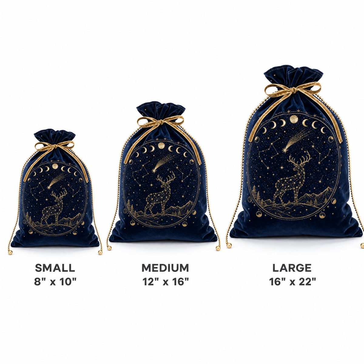 Celestial Noël — Reusable Fabric Christmas Gift Bag
