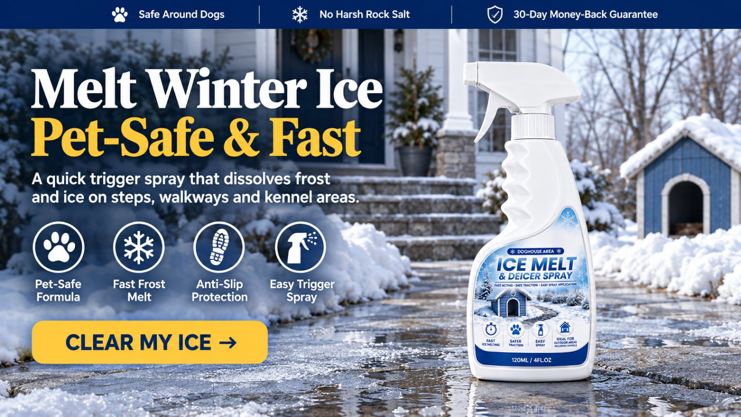 Melt Winter Ice Pet-Safe & Fast A quick trigger spray that dissolves frost and ice on steps, walkways and kennel areas