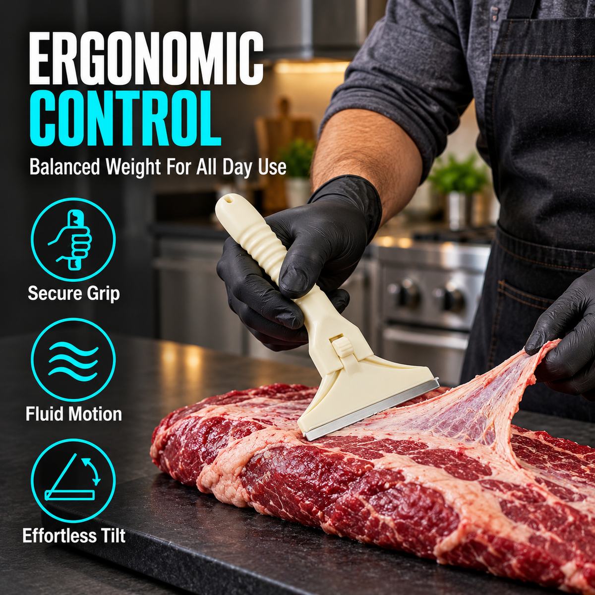 🥩🔥 50% OFF! Stainless Steel Meat Scraper – Easy Fat & Fascia Removal Tool for Beef & Pork 🔪✨