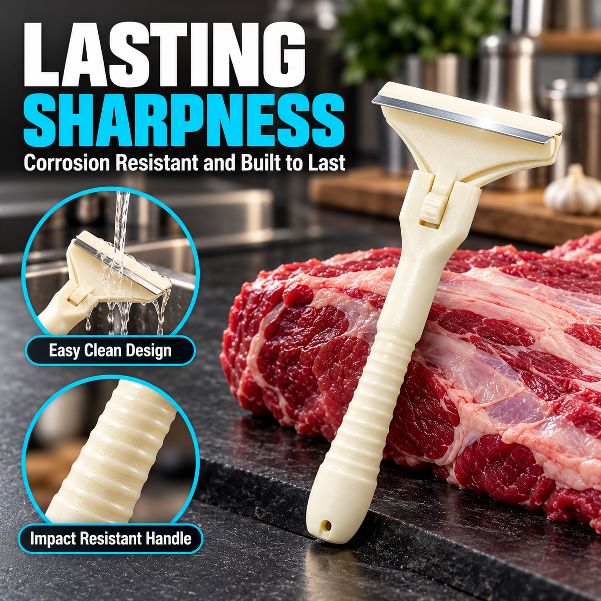 🥩🔥 50% OFF! Stainless Steel Meat Scraper – Easy Fat & Fascia Removal Tool for Beef & Pork 🔪✨