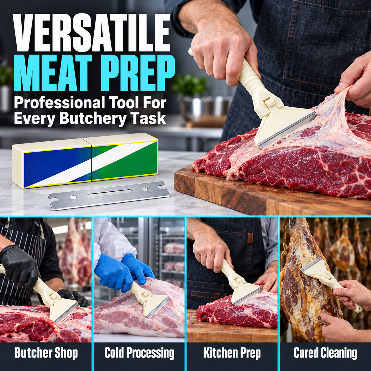 🥩🔥 50% OFF! Stainless Steel Meat Scraper – Easy Fat & Fascia Removal Tool for Beef & Pork 🔪✨