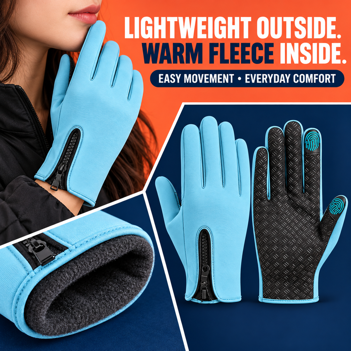 Water-Resistant Touchscreen Thermal Gloves