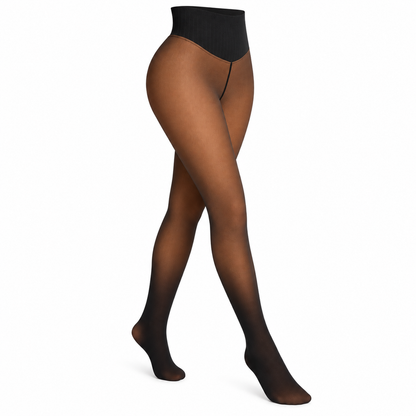 High-Waisted Fleece-Lined Sheer-Look Tights