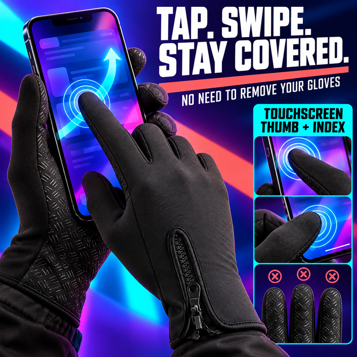 Water-Resistant Touchscreen Thermal Gloves