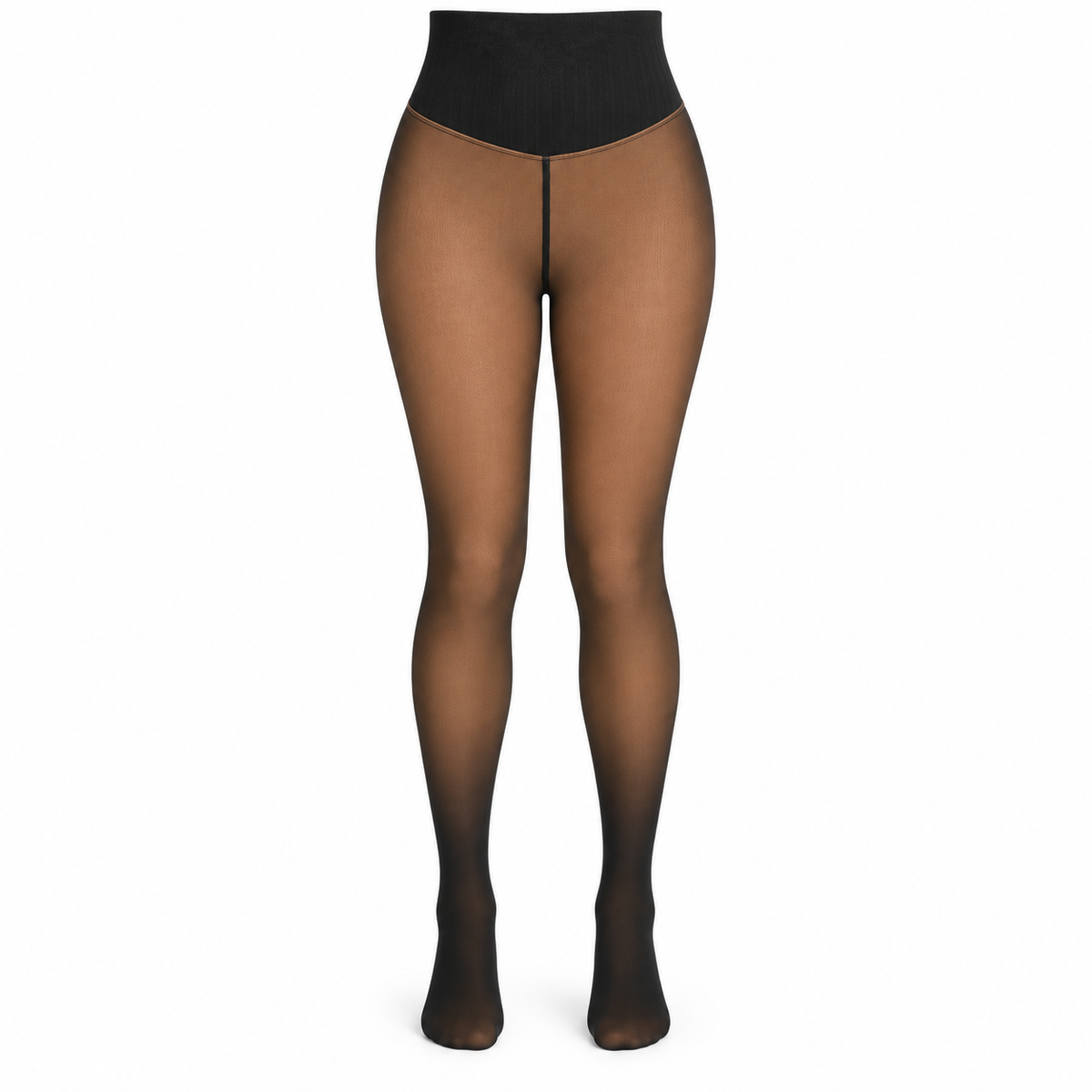 High-Waisted Fleece-Lined Sheer-Look Tights
