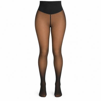 High-Waisted Fleece-Lined Sheer-Look Tights