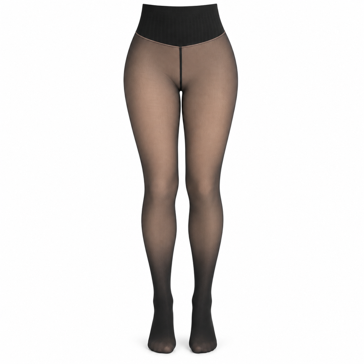 High-Waisted Fleece-Lined Sheer-Look Tights