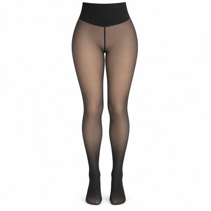 High-Waisted Fleece-Lined Sheer-Look Tights