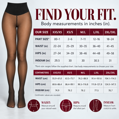 High-Waisted Fleece-Lined Sheer-Look Tights