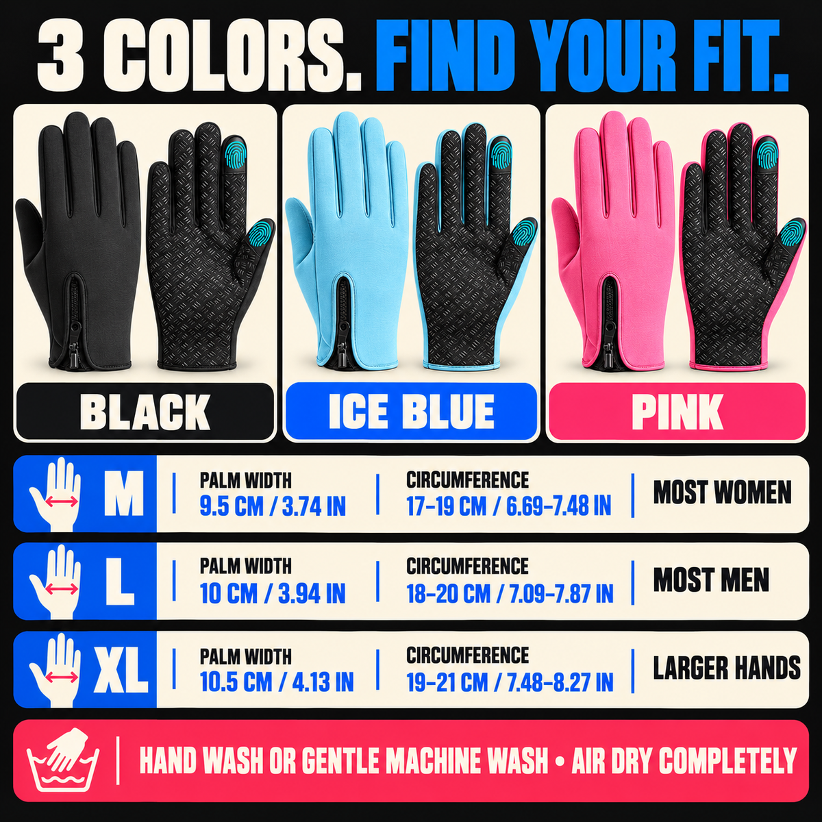 Water-Resistant Touchscreen Thermal Gloves