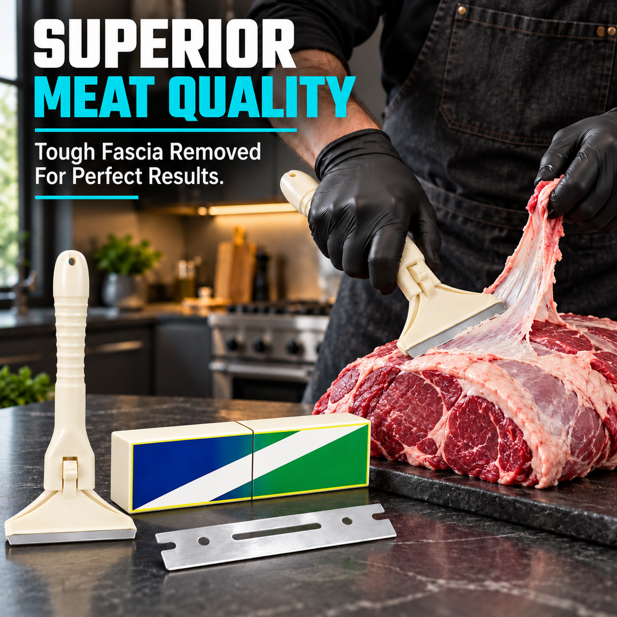 🥩🔥 50% OFF! Stainless Steel Meat Scraper – Easy Fat & Fascia Removal Tool for Beef & Pork 🔪✨