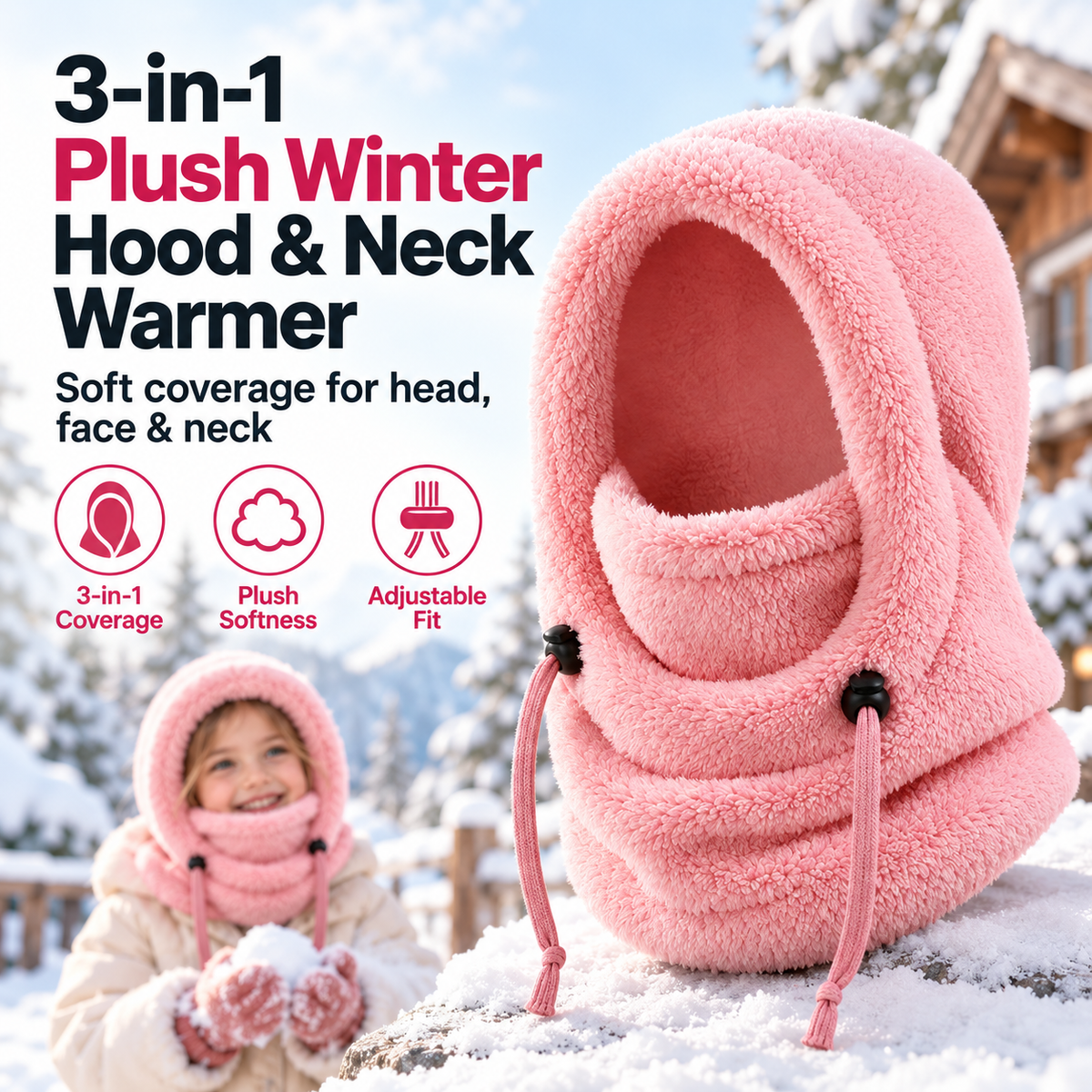 3-in-1 Plush Winter Hood & Neck Warmer