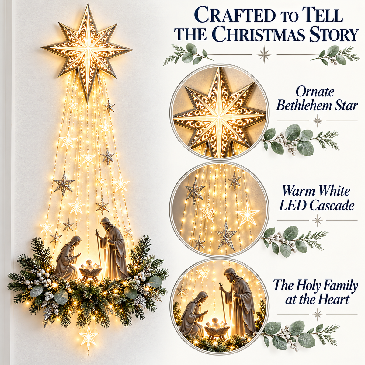 Bethlehem Star of Faith- Lighted Nativity WallDecor