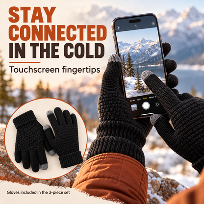 Unisex Adult Plain Winter Warm Multi-Pieces Outdoor Wear Set
