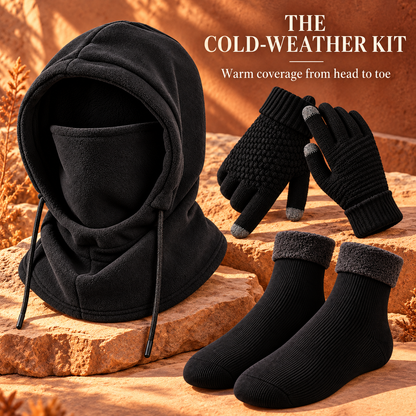 Unisex Adult Plain Winter Warm Multi-Pieces Outdoor Wear Set