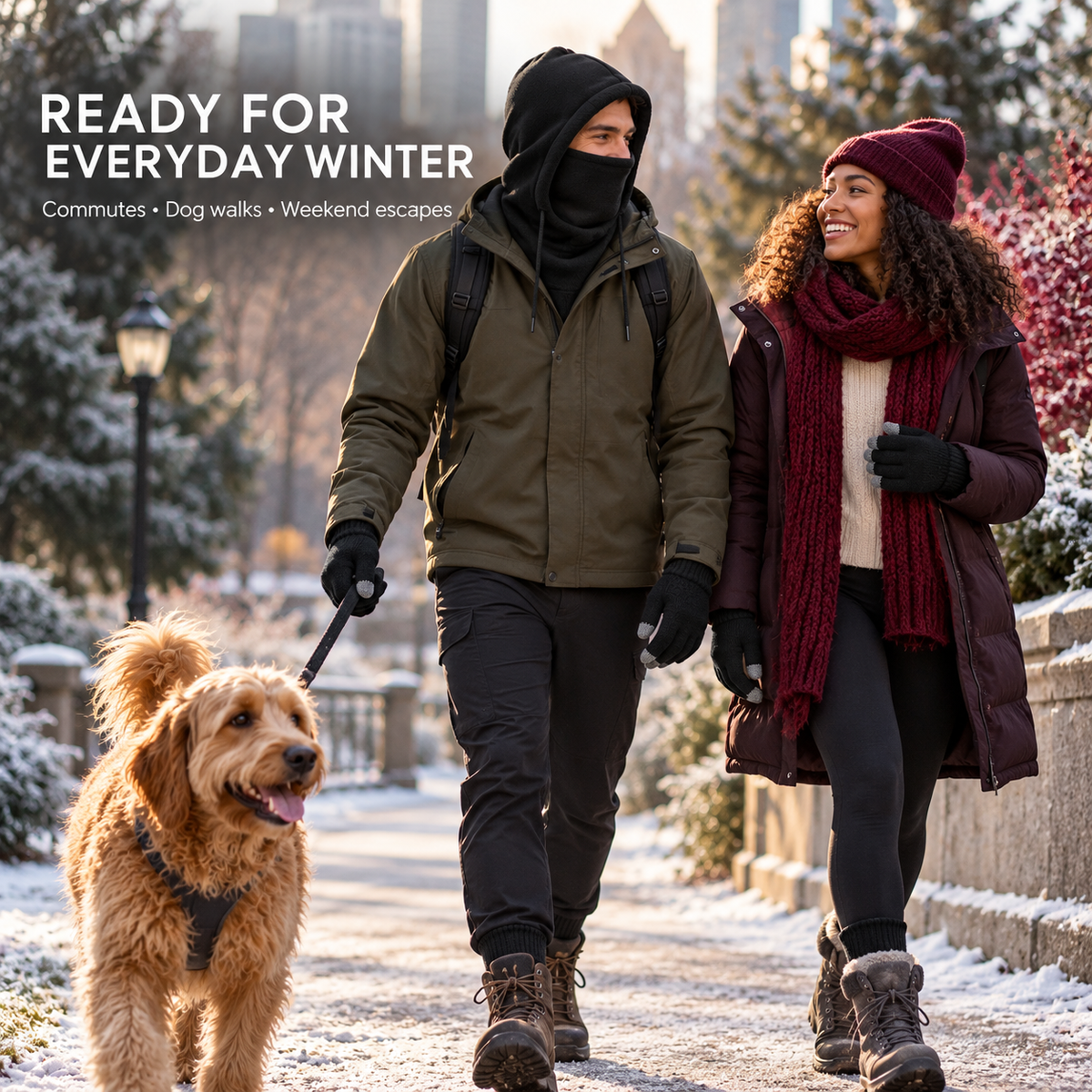 Unisex Adult Plain Winter Warm Multi-Pieces Outdoor Wear Set