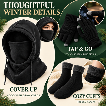 Unisex Adult Plain Winter Warm Multi-Pieces Outdoor Wear Set