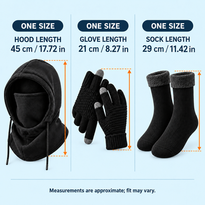 Unisex Adult Plain Winter Warm Multi-Pieces Outdoor Wear Set