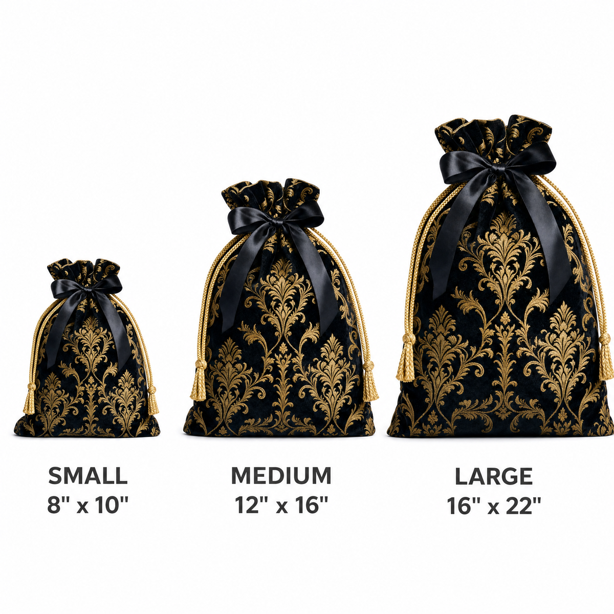 Noir Baroque — Reusable Fabric Christmas Gift Bag