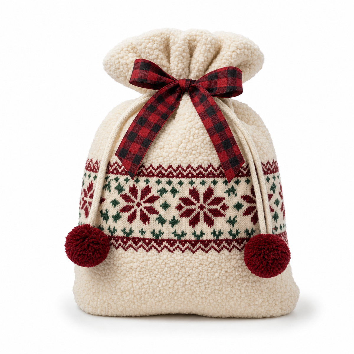 Nordic Sherpa — Reusable Fabric Christmas Gift Bag