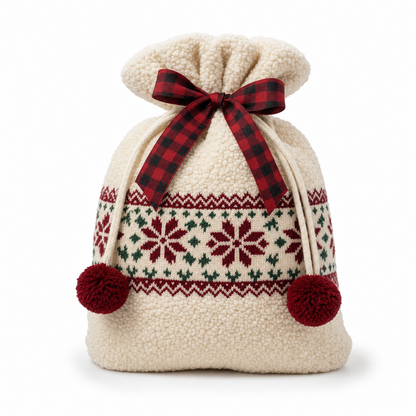 Nordic Sherpa — Reusable Fabric Christmas Gift Bag