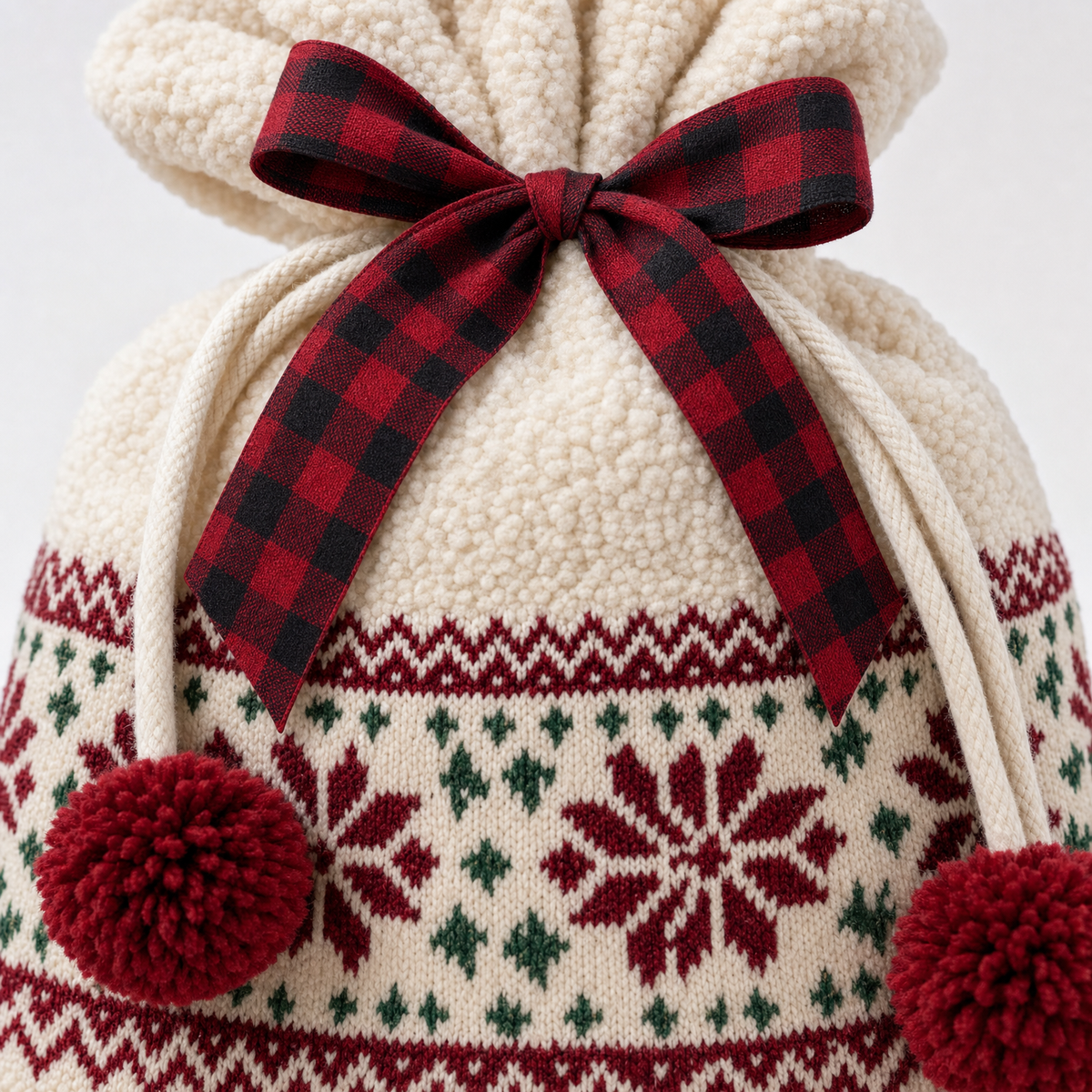 Nordic Sherpa — Reusable Fabric Christmas Gift Bag