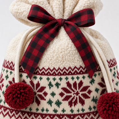 Nordic Sherpa — Reusable Fabric Christmas Gift Bag