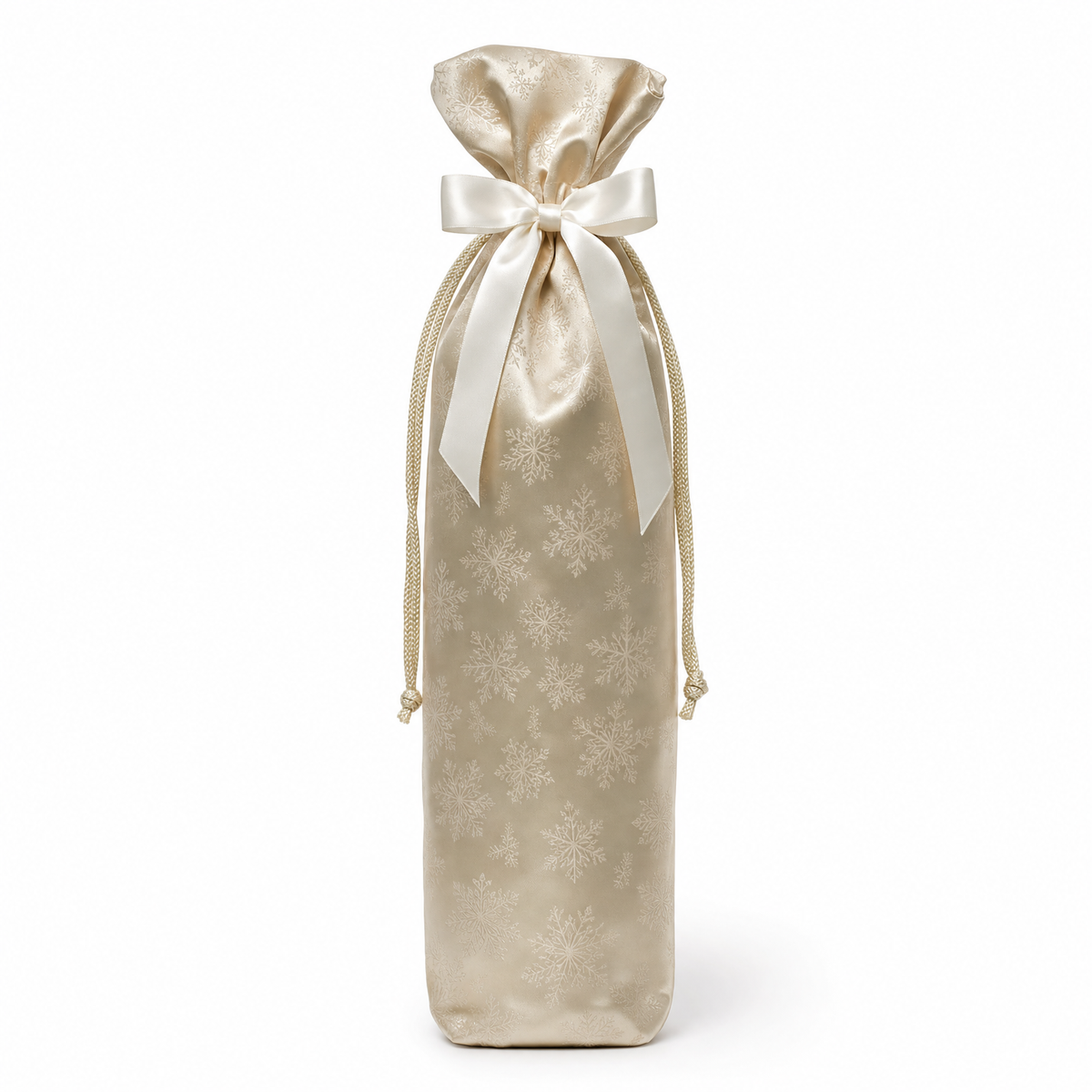 Champagne Jacquard — Reusable Fabric Christmas Gift Bag