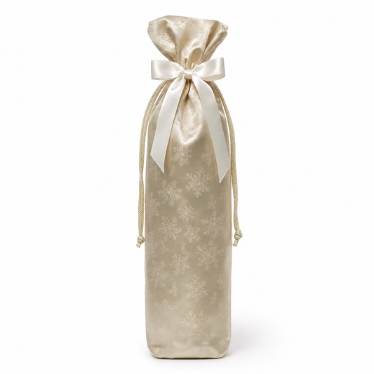 Champagne Jacquard — Reusable Fabric Christmas Gift Bag
