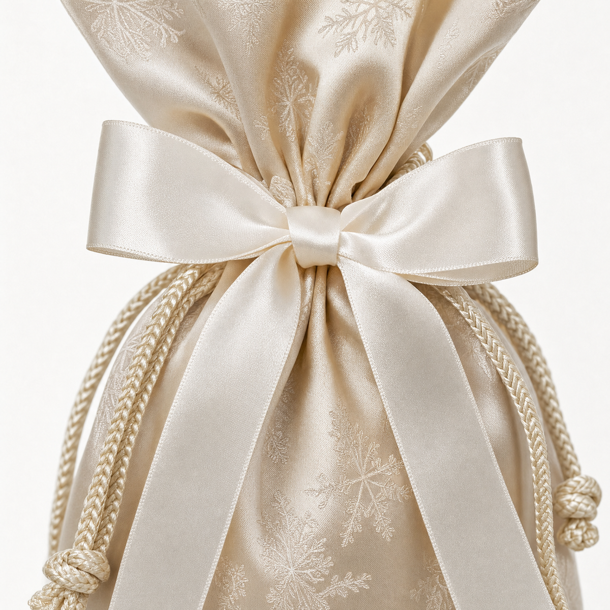 Champagne Jacquard — Reusable Fabric Christmas Gift Bag