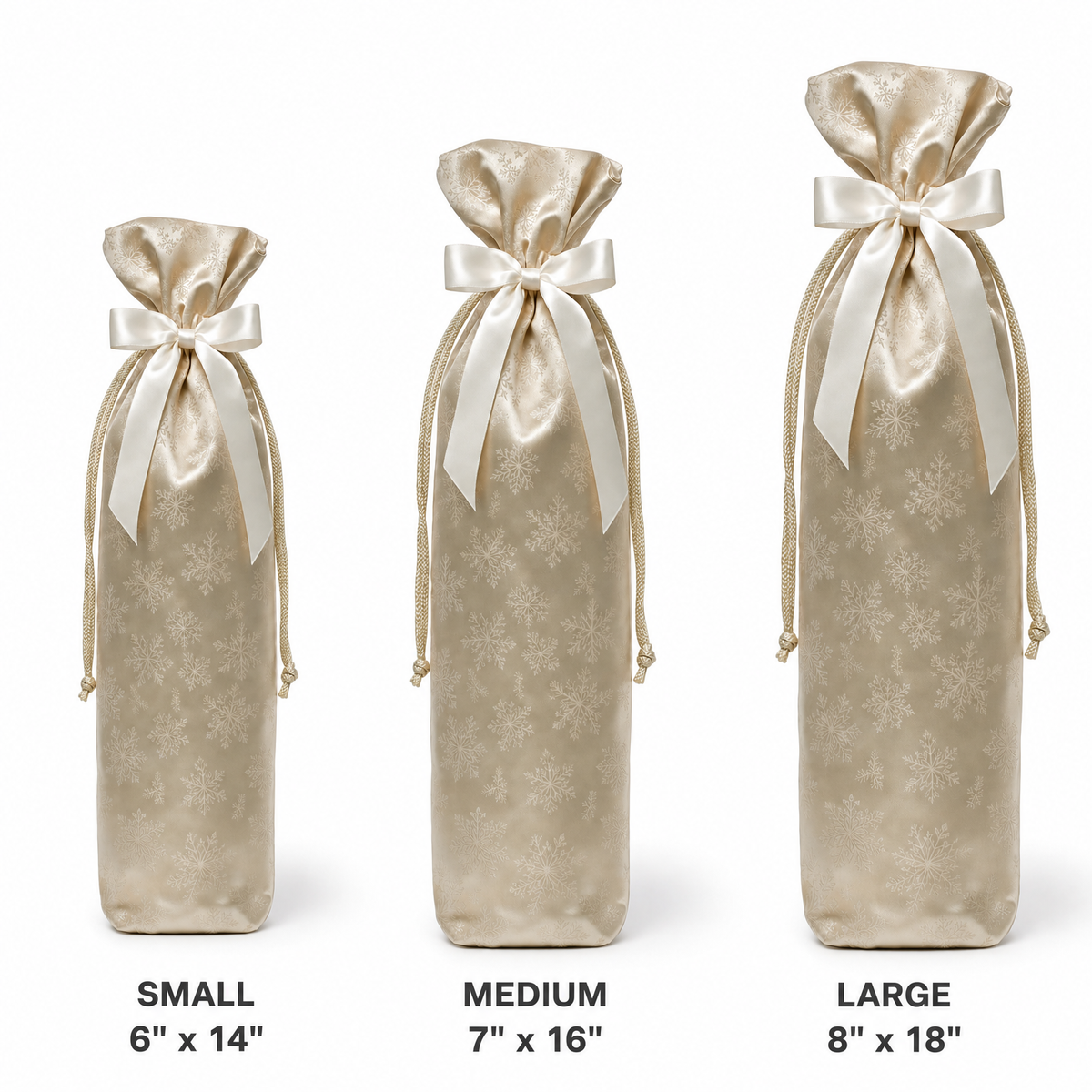 Champagne Jacquard — Reusable Fabric Christmas Gift Bag