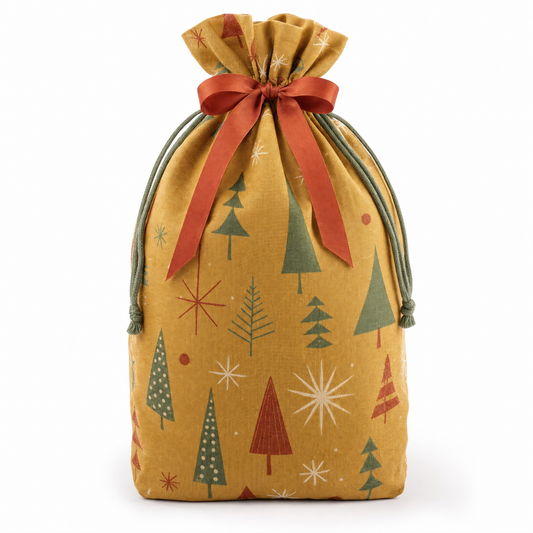 Mid-Century Trees — Reusable Fabric Christmas Gift Bag
