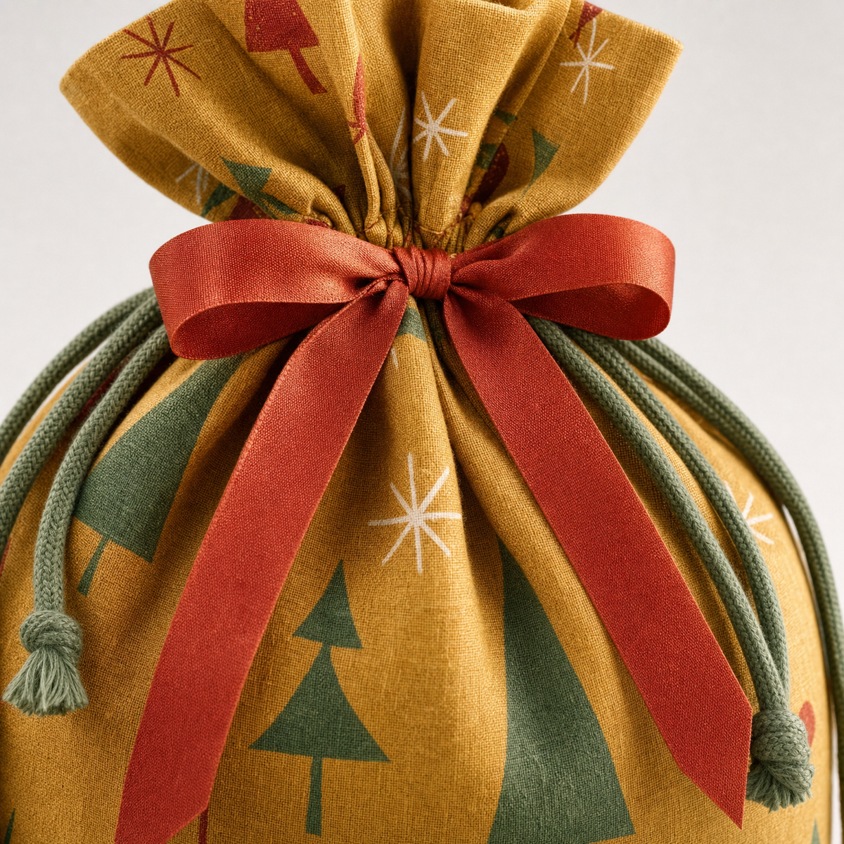 Mid-Century Trees — Reusable Fabric Christmas Gift Bag