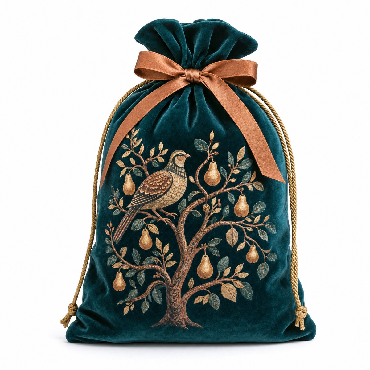 Partridge & Pear — Reusable Fabric Christmas Gift Bag