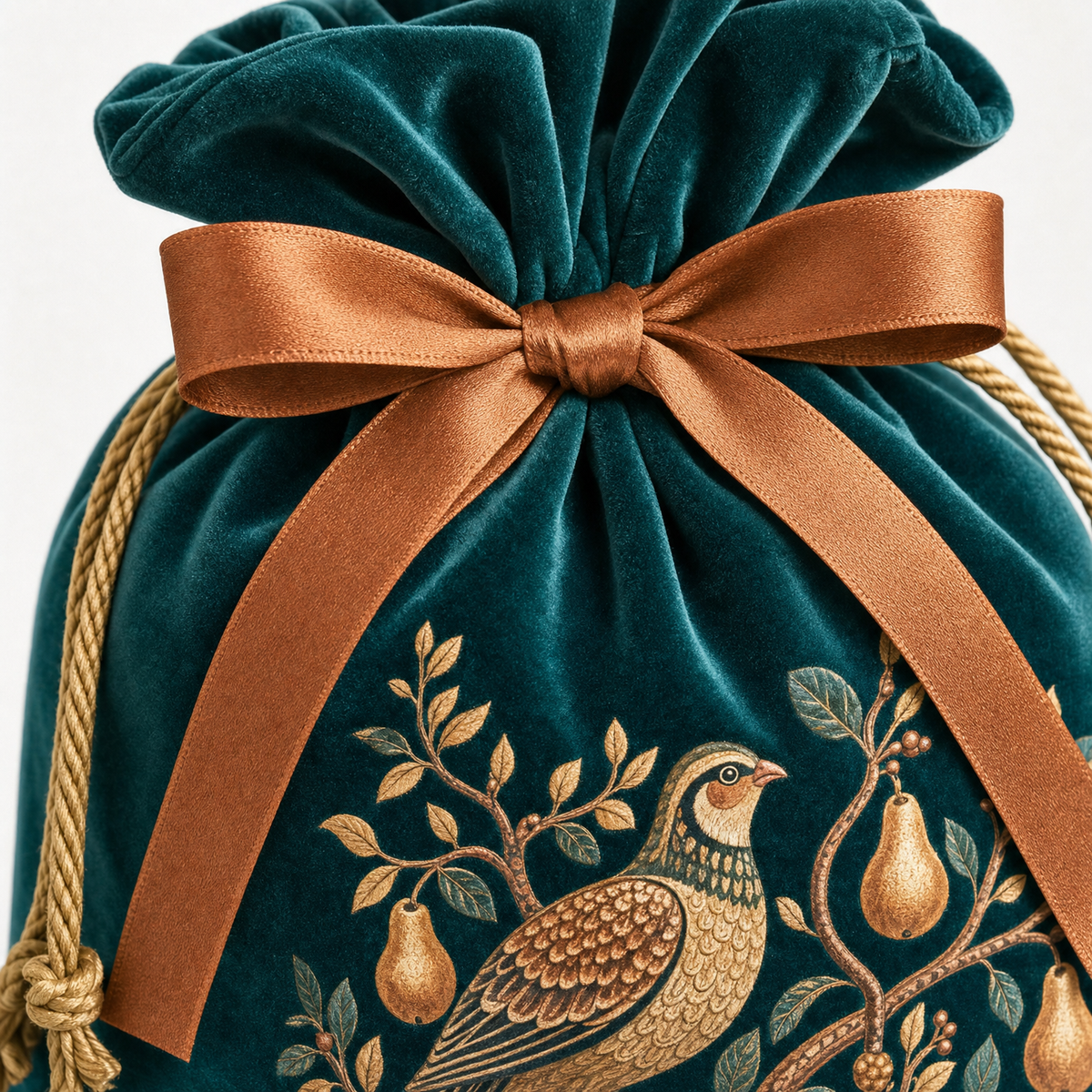 Partridge & Pear — Reusable Fabric Christmas Gift Bag