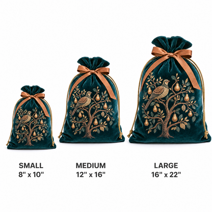 Partridge & Pear — Reusable Fabric Christmas Gift Bag
