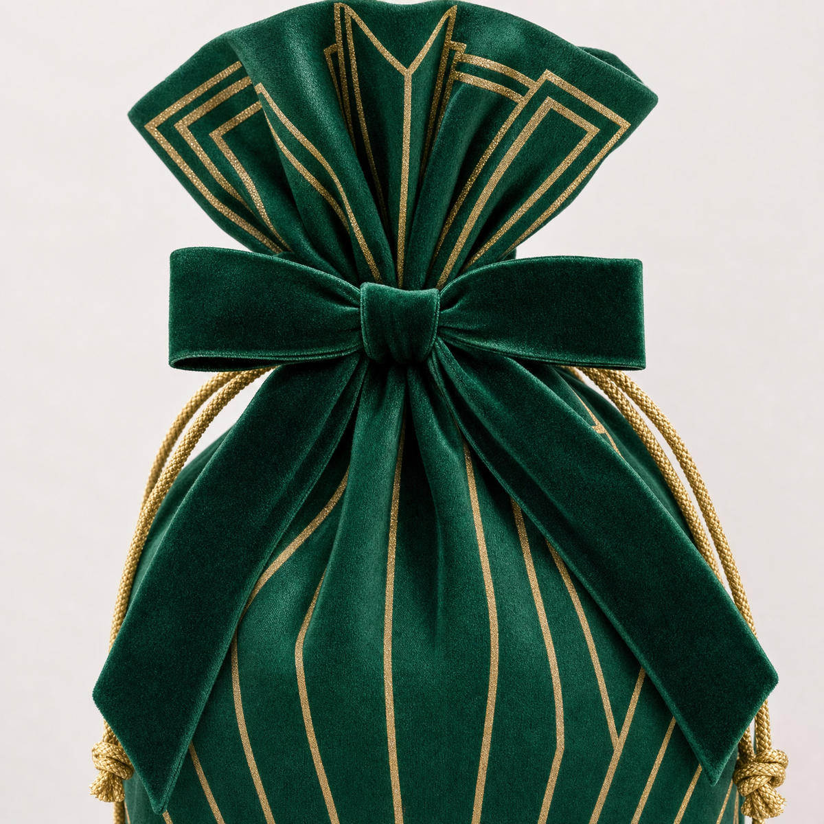 Emerald Deco Bottle — Reusable Fabric Christmas Gift Bag