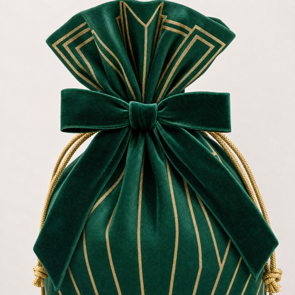 Emerald Deco Bottle — Reusable Fabric Christmas Gift Bag