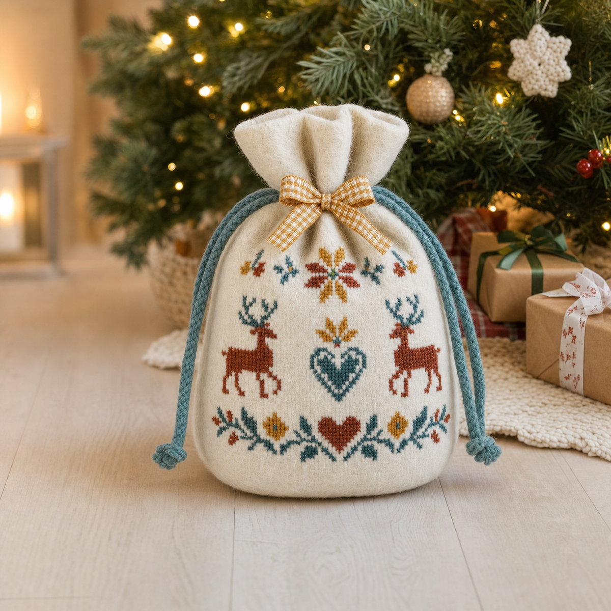 Folk Sachet — Reusable Fabric Christmas Gift Bag
