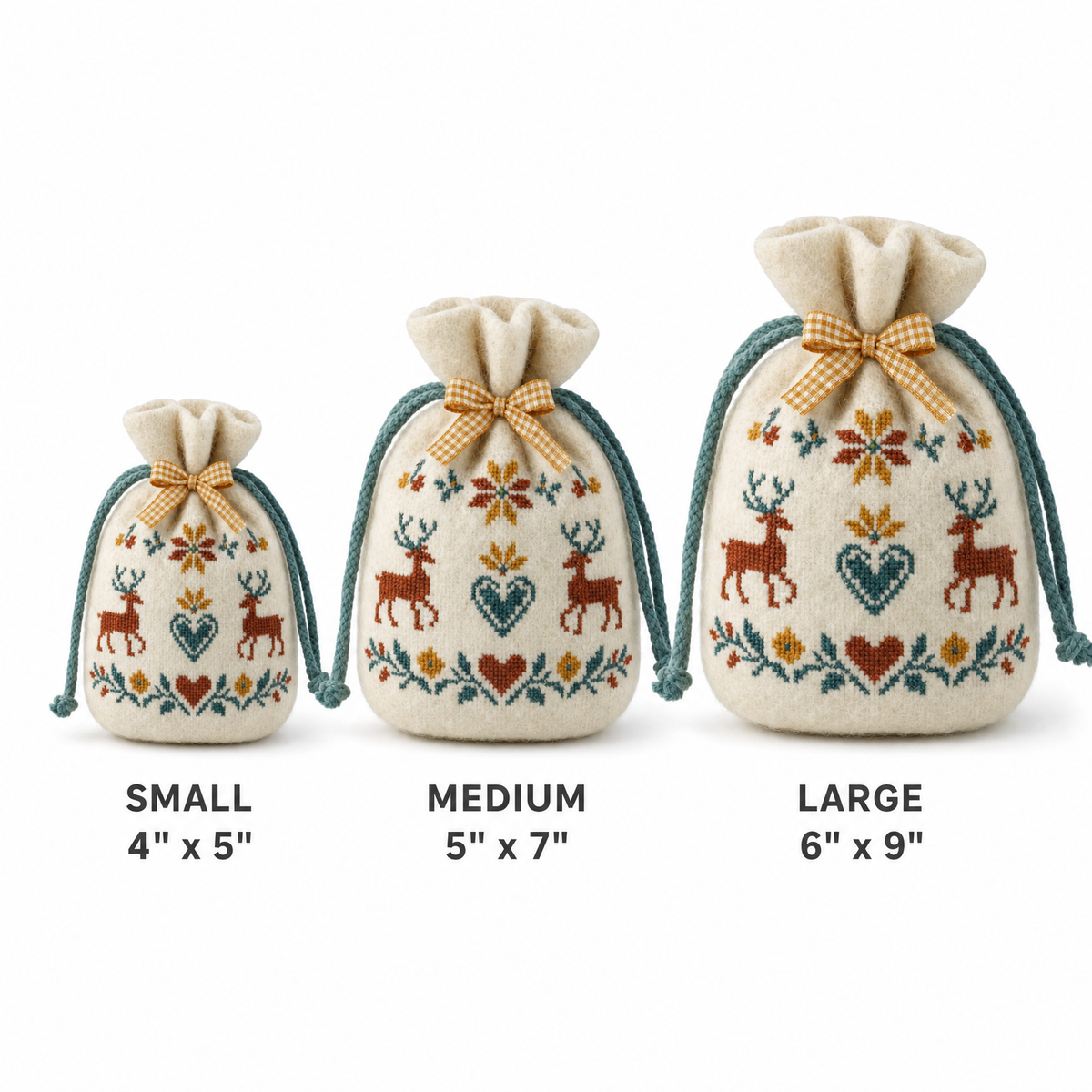 Folk Sachet — Reusable Fabric Christmas Gift Bag