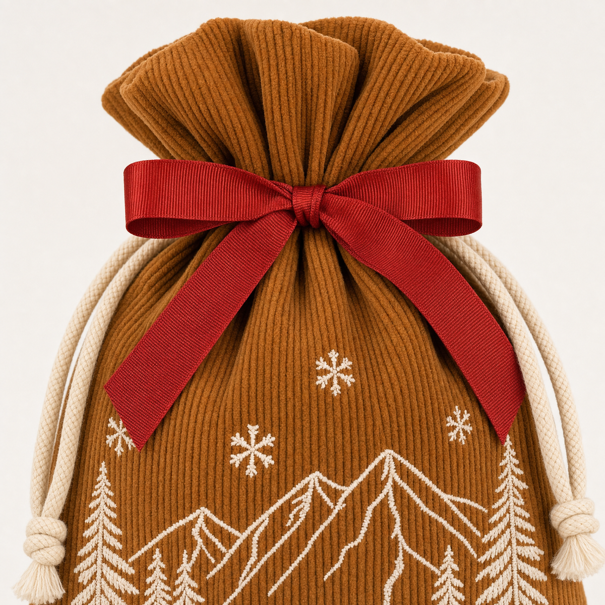 Alpine Lodge — Reusable Fabric Christmas Gift Bag